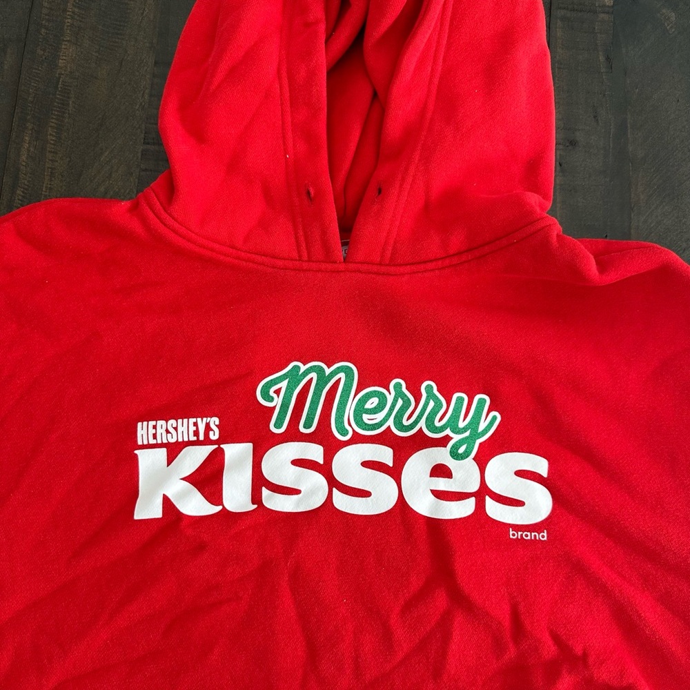 Cropped Red Merry Kisses Hoodie